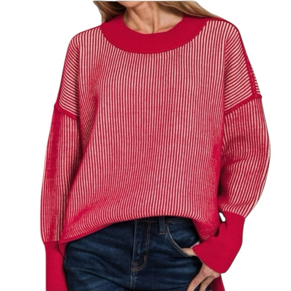 NWOT Women’s Red Scoop Neck Lightweight Knit Sweater